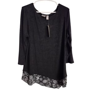 Travelers by Chico's Seashell 3/4 Sleeve Vacation‎ Travel Nautical Blouse L